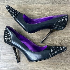 GUESS by Marciano Carlile Carrie Leather Heels Pumps  Shoes Black Studs, size 8